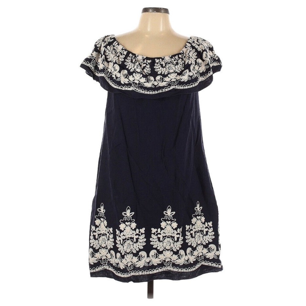 Label by Five Twelve Off Shoulder Dress Navy White Embroider